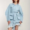Marques ' Almeida Outerwear | Denim | BLUE ROUND SLEEVE MULTI POCKET JACKET LIGHTBLUE