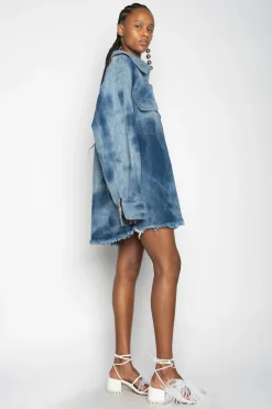 Marques ' Almeida Denim | Outerwear | TIE DYE DENIM OVERSHIRT BLUE