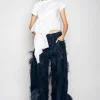 Marques ' Almeida Denim | Bottoms | BOYFRIEND TROUSERS IN SHREDDED DENIM NAVY