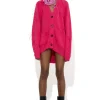 Marques ' Almeida Knitwear | Outerwear | BRIGHT PINK MERINO WOOL OVERSIZE CARDIGAN WITH FEATHERS BRIGHTPINK