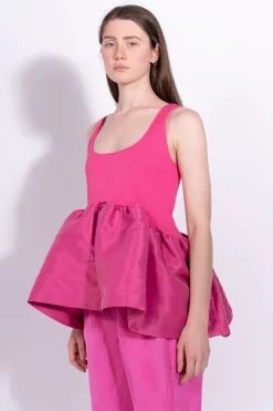 Marques ' Almeida Tops | BRIGHT PINK SLEEVELESS PUFF HEM TOP BRIGHTPINK