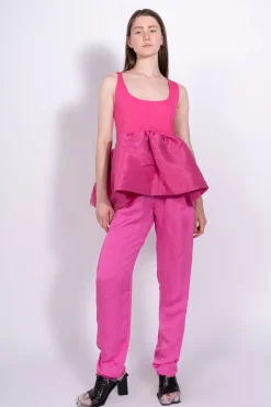 Marques ' Almeida Tops | BRIGHT PINK SLEEVELESS PUFF HEM TOP BRIGHTPINK