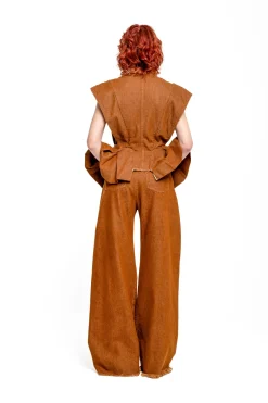 Marques ' Almeida Denim | Tops | DENIM STRUCTURE SHOULDER CINCHED TOP BROWN