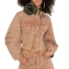 Marques ' Almeida Outerwear | Denim | ROUND SLEEVE CROPPED JACKET BROWN