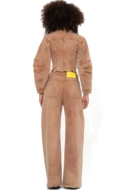 Marques ' Almeida Outerwear | Denim | ROUND SLEEVE CROPPED JACKET BROWN