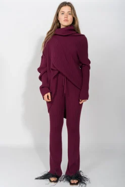 Marques ' Almeida Knitwear | Bottoms | KNITTED TROUSERS BURGUNDY