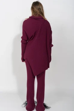 Marques ' Almeida Knitwear | Bottoms | KNITTED TROUSERS BURGUNDY