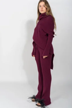 Marques ' Almeida Knitwear | Bottoms | KNITTED TROUSERS BURGUNDY