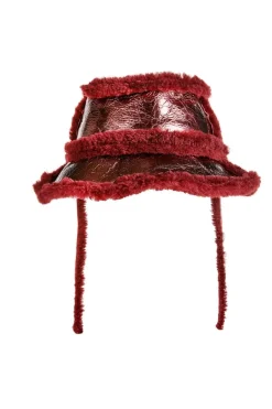 Marques ' Almeida Accessories | SHINY LEATHER BUCKET HAT BURGUNDY