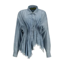Marques ' Almeida Tops | Tops | CHAMBRAY PLEATED SHIRT LIGHTBLUE