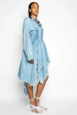 Marques ' Almeida Dresses | Dresses | CHAMBRAY PLEATED SHIRT DRESS LIGHTBLUE