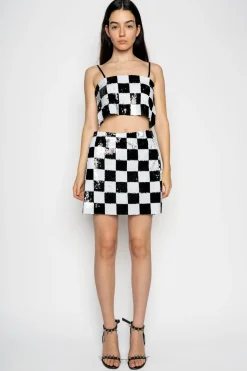 Marques ' Almeida Bottoms | CHECKED SEQUINS MINI SKIRT BLACKWHITE