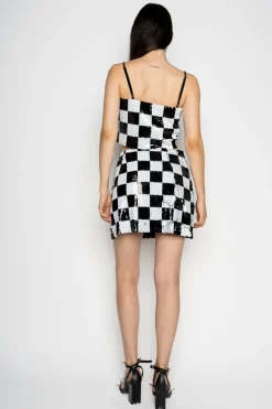 Marques ' Almeida Bottoms | CHECKED SEQUINS MINI SKIRT BLACKWHITE