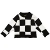 Marques ' Almeida Tops | Knitwear | CHECKERED CREW NECK KNIT JUMPER BLACKWHITE