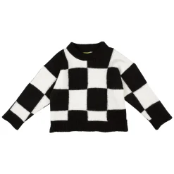 Marques ' Almeida Tops | Knitwear | CHECKERED CREW NECK KNIT JUMPER BLACKWHITE