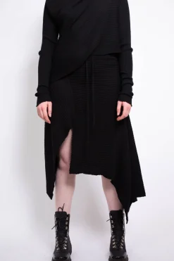 Marques ' Almeida Knitwear | Bottoms | CLASSIC M'A DRAPED MERINO SKIRT IN BLACK