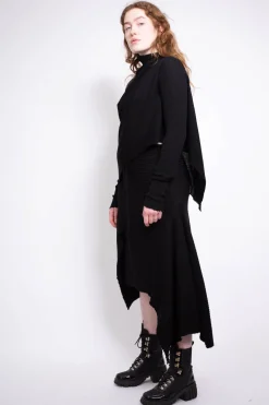 Marques ' Almeida Knitwear | Bottoms | CLASSIC M'A DRAPED MERINO SKIRT IN BLACK