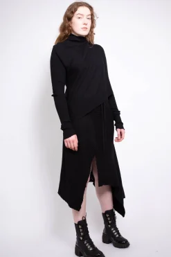 Marques ' Almeida Knitwear | Bottoms | CLASSIC M'A DRAPED MERINO SKIRT IN BLACK