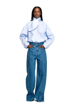 Marques ' Almeida Denim | Bottoms | DENIM BOYFRIEND TROUSERS WITH SEAM LINES BLUE