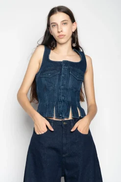 Marques ' Almeida Tops | Denim | DENIM CORSET IN BLUE NAVY