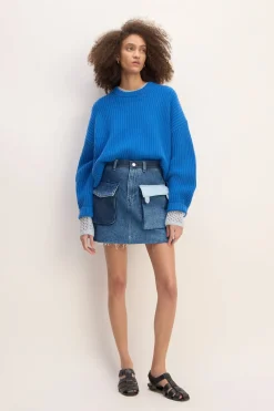 Marques ' Almeida Bottoms | M'a X Everlane | DENIM PATCHWORK MINI SKIRT BLUE