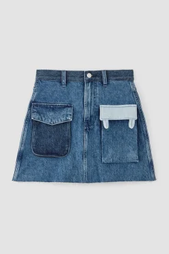Marques ' Almeida Bottoms | M'a X Everlane | DENIM PATCHWORK MINI SKIRT BLUE