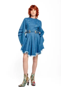 Marques ' Almeida Denim | Dresses | DENIM SHORT DRESS WITH ROUND SLEEVES BLUE