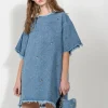 Marques ' Almeida Denim | Dresses | DENIM STUDDED CLASSIC T-SHIRT DRESS BLUE