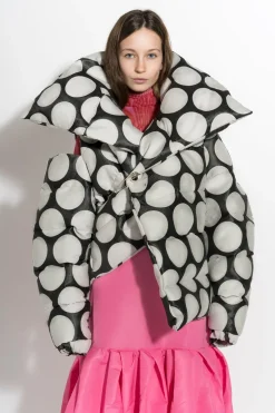 Marques ' Almeida Outerwear | DOTS BROCADE M'A PUFFER JACKET BLACKWHITE
