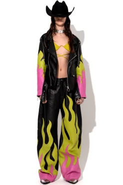 Marques ' Almeida Outerwear | Outerwear | FLAMES BIKER JACKET MULTICOLOUR