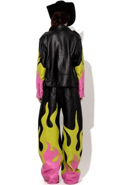 Marques ' Almeida Outerwear | Outerwear | FLAMES BIKER JACKET MULTICOLOUR