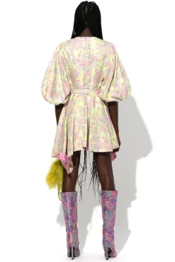 Marques ' Almeida Dresses | Dresses | FLOWER BROCADE BALLOON SLEEVE DRESS LIGHTGREEN