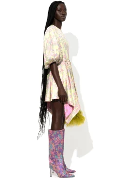 Marques ' Almeida Dresses | Dresses | FLOWER BROCADE BALLOON SLEEVE DRESS LIGHTGREEN