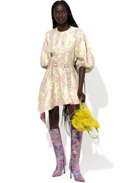 Marques ' Almeida Dresses | Dresses | FLOWER BROCADE BALLOON SLEEVE DRESS LIGHTGREEN