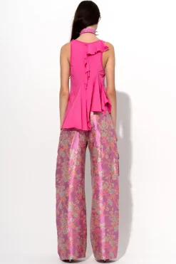 Marques ' Almeida Bottoms | Bottoms | FLOWER BROCADE BOYFRIEND TROUSERS PINK