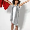 Marques ' Almeida Dresses | FOIL DENIM SLEEVELESS DRESS SILVER
