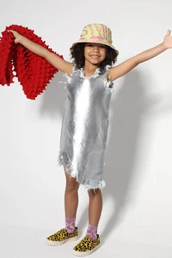 Marques ' Almeida Dresses | FOIL DENIM SLEEVELESS DRESS SILVER