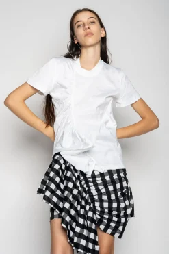 Marques ' Almeida Tops | GATHERED T-SHIRT IN WHITE