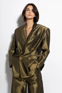 Marques ' Almeida Denim | Outerwear | LUREX OVERSIZED BLAZER GOLD