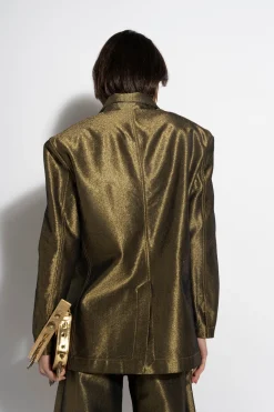 Marques ' Almeida Denim | Outerwear | LUREX OVERSIZED BLAZER GOLD