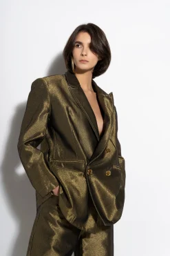 Marques ' Almeida Denim | Outerwear | LUREX OVERSIZED BLAZER GOLD
