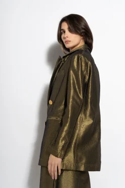 Marques ' Almeida Denim | Outerwear | LUREX OVERSIZED BLAZER GOLD
