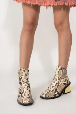 Marques ' Almeida Shoes | GOLD M'A HEEL SNAKE BOOTS IN BROWN MULTICOLOUR
