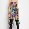 Marques ' Almeida Dresses | Dresses | GRAFFITI PRINT MESH CORSET DRESS MULTICOLOUR