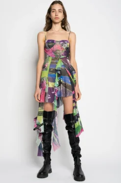 Marques ' Almeida Dresses | Dresses | GRAFFITI PRINT MESH CORSET DRESS MULTICOLOUR