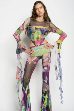 Marques ' Almeida Tops | Tops | GRAFFITI PRINT MESH CORSET TOP MULTICOLOUR
