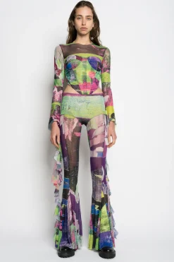 Marques ' Almeida Bottoms | Bottoms | GRAFFITI PRINT MESH TROUSERS MULTICOLOUR