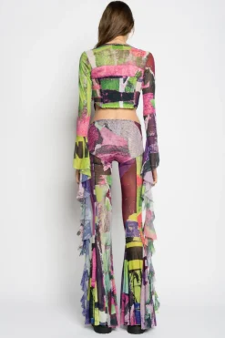 Marques ' Almeida Bottoms | Bottoms | GRAFFITI PRINT MESH TROUSERS MULTICOLOUR