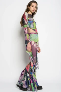 Marques ' Almeida Bottoms | Bottoms | GRAFFITI PRINT MESH TROUSERS MULTICOLOUR