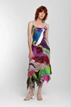Marques ' Almeida Dresses | Dresses | GRAFFITI PRINT STRAP DRESS WITH PEPLUM MULTICOLOUR